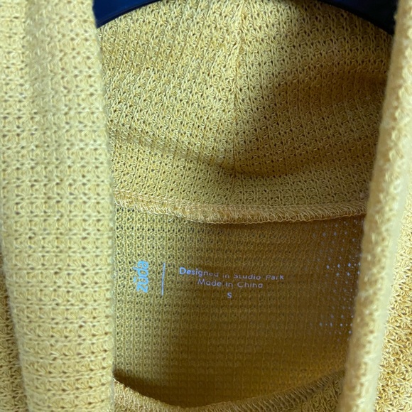 NWOT Mustard Yellow Cowl Neck Waffle Knit Sweatshirt, Size S - Picture 4 of 7